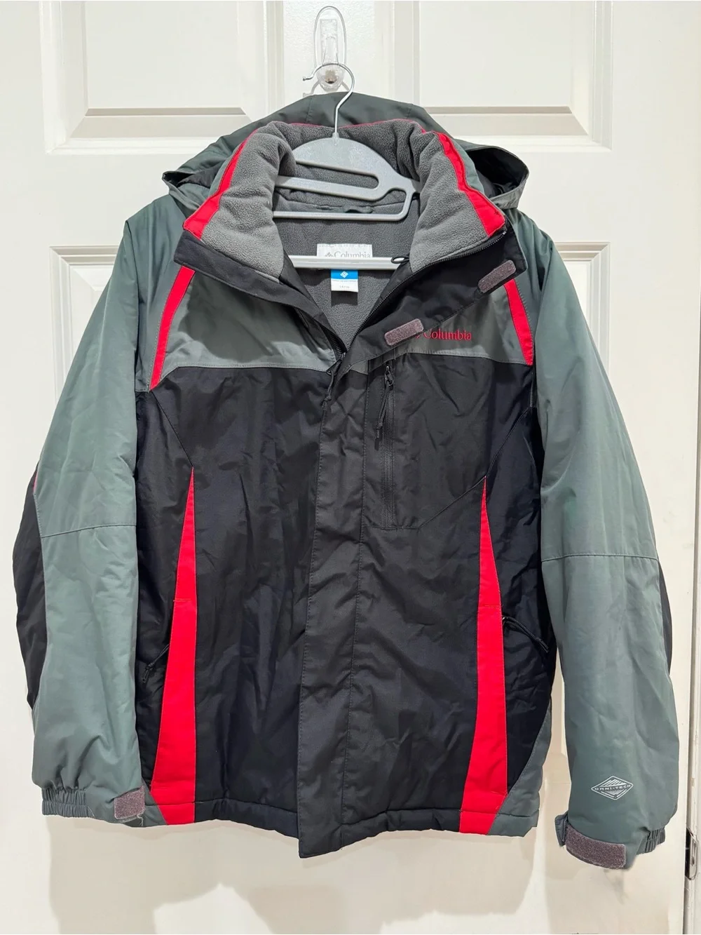 Columbia Boys' Black & Gray Insulated Jacket Red Accents Size 14/16 Omni-Tech